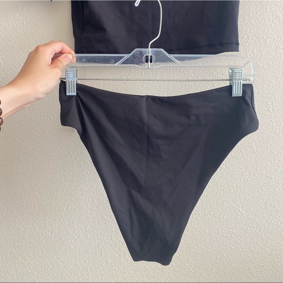 SKIMS recycled swim set cropped tee + mid waist bottom Onyx size M new with tag - Picture 7 of 7